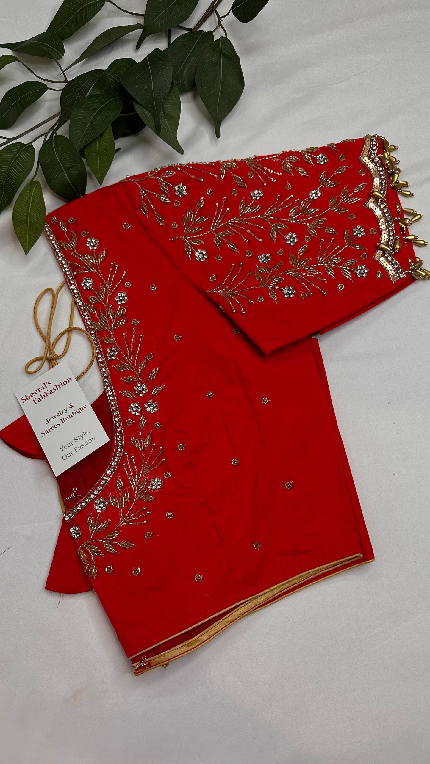 Red Silk Maggam Aari Blouse - 