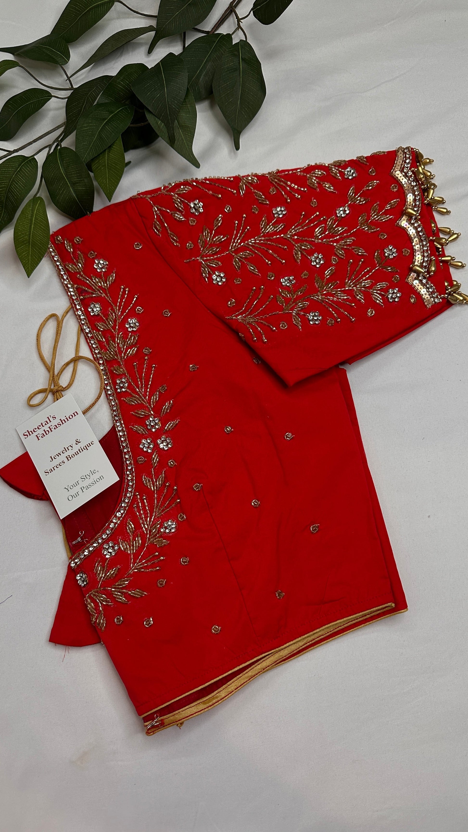 Red Silk Maggam Aari Blouse - 