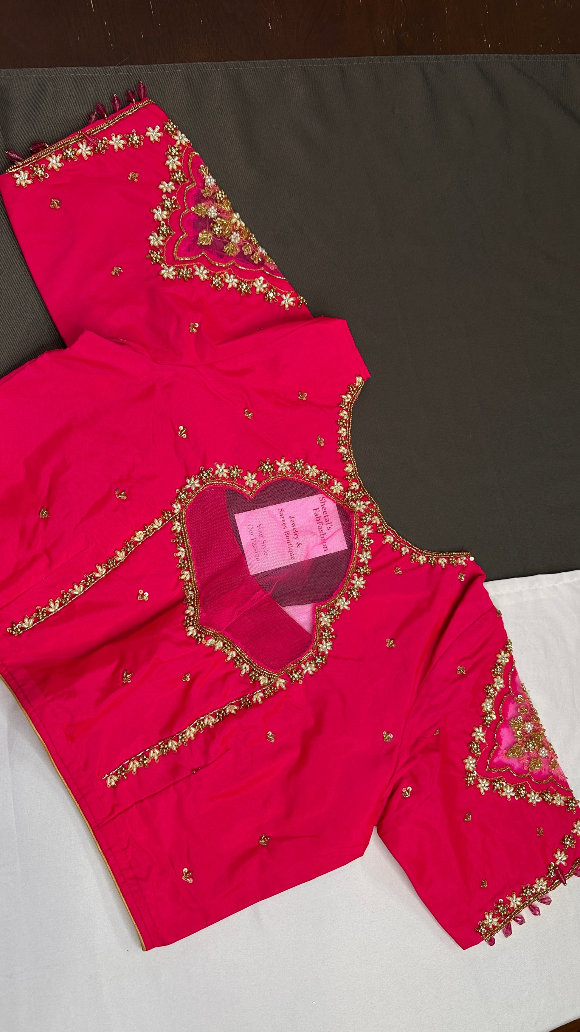 Pink Silk Maggam Aari Blouse - 