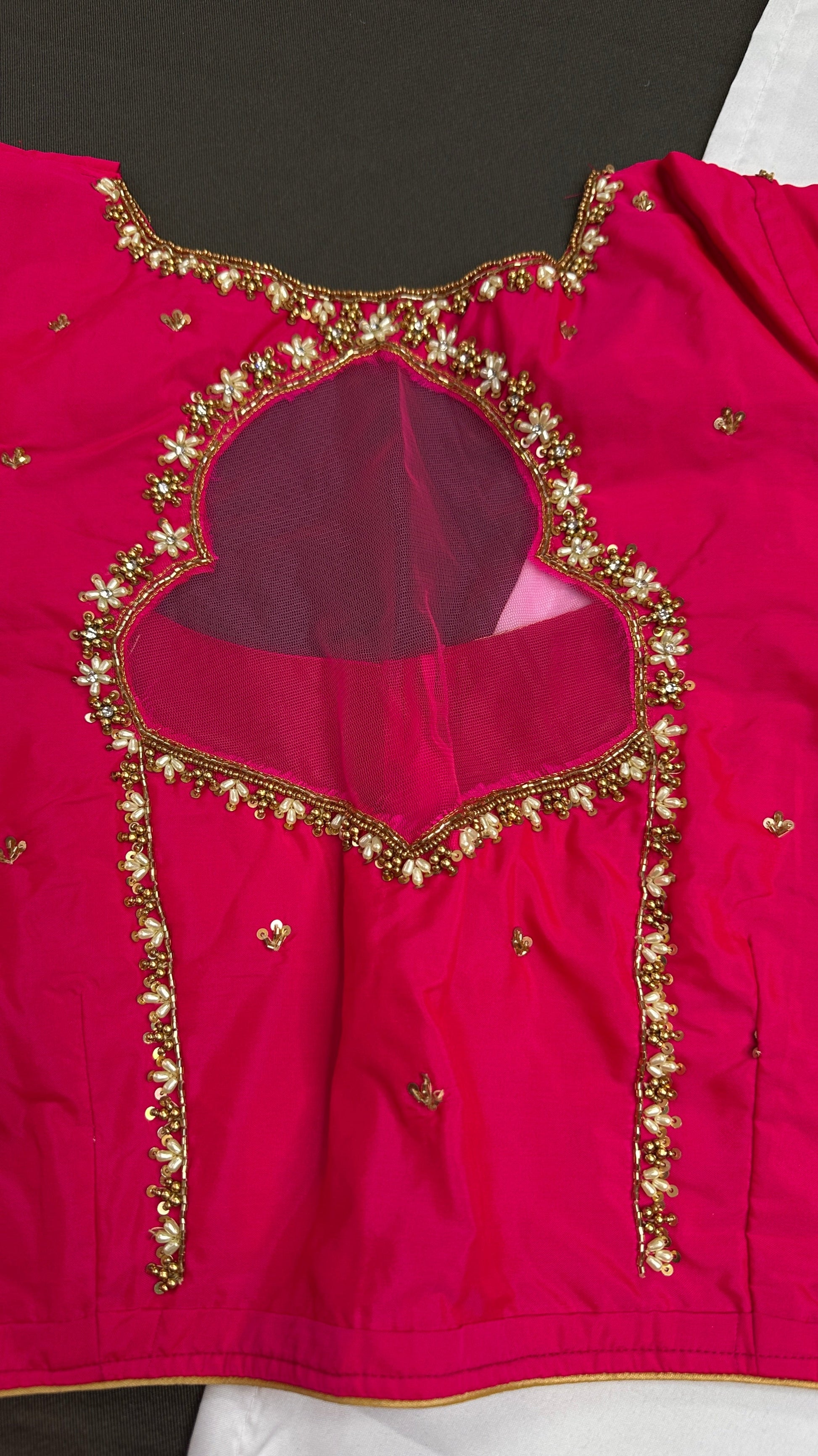 Pink Silk Maggam Aari Blouse - 
