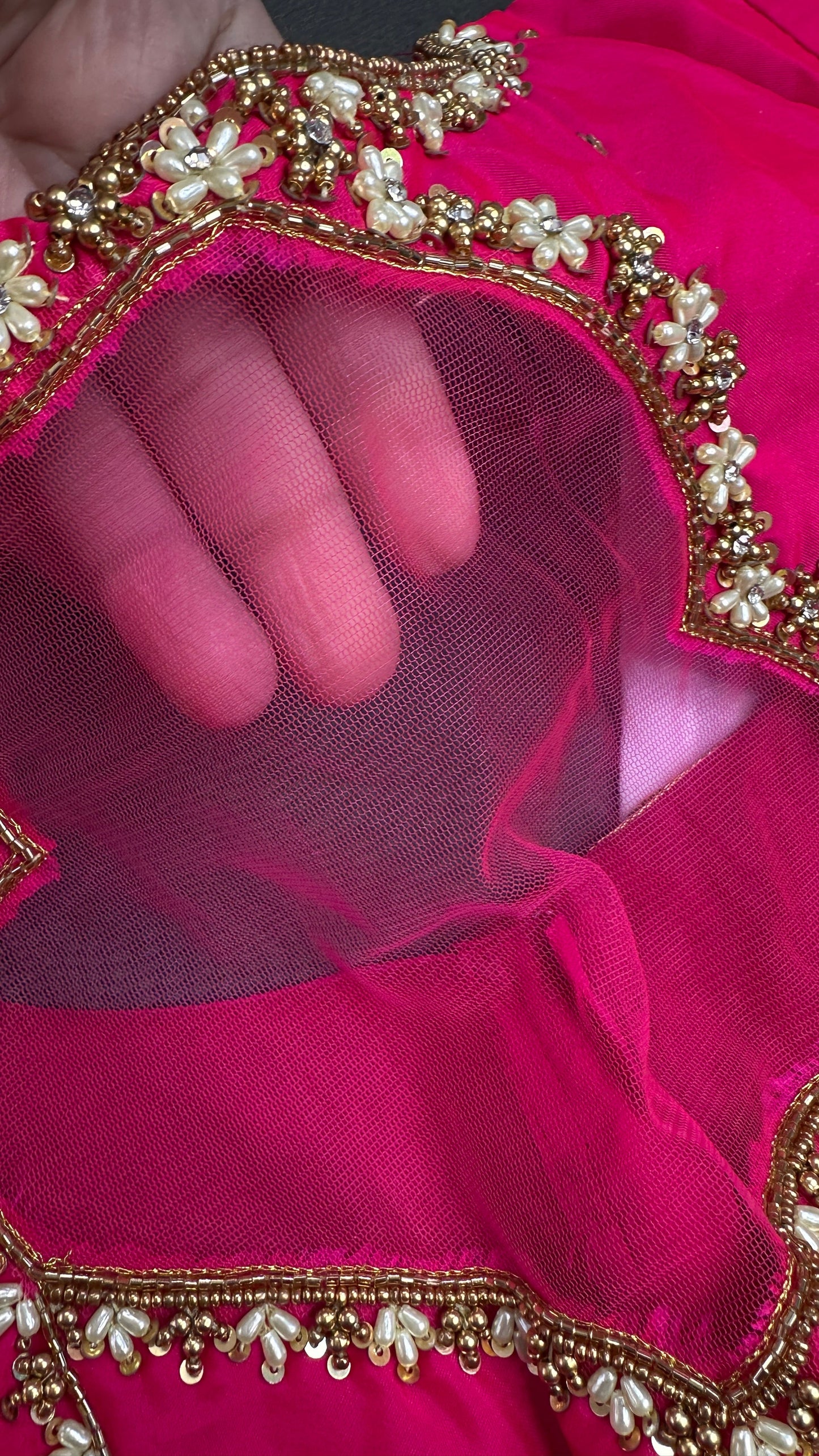 Pink Silk Maggam Aari Blouse - 