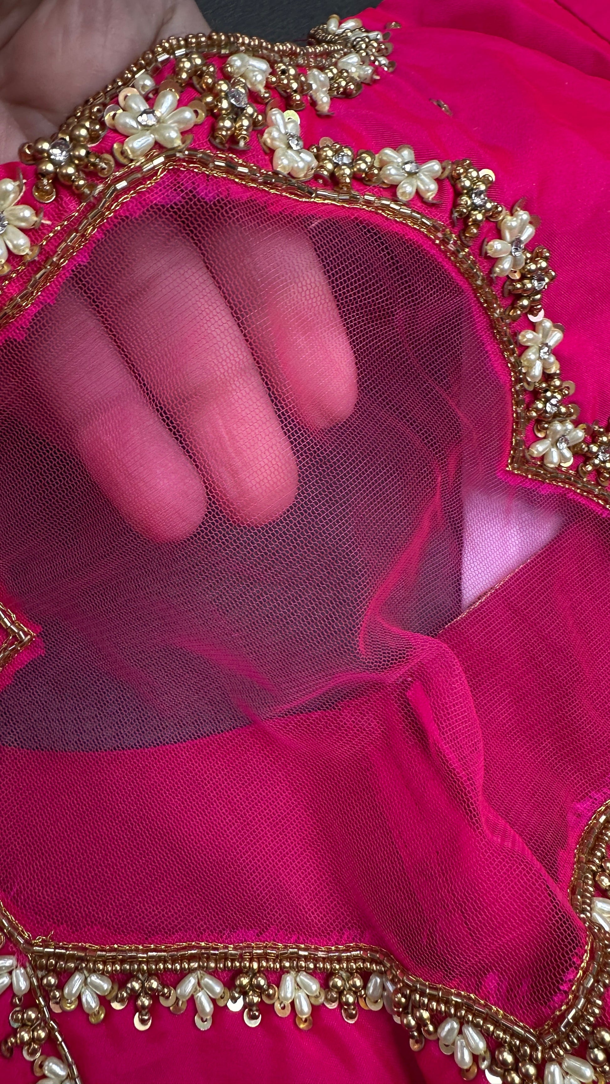 Pink Silk Maggam Aari Blouse - 