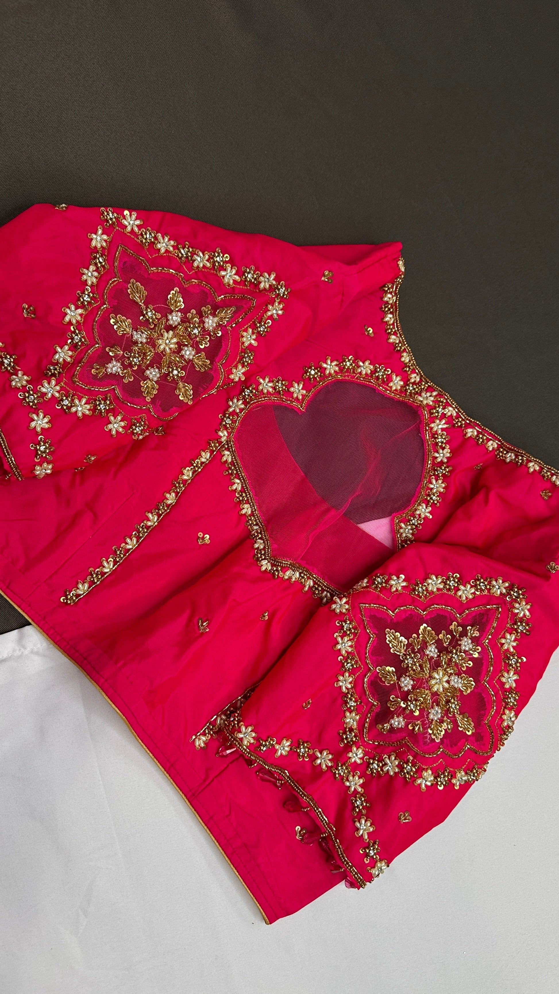 Pink Silk Maggam Aari Blouse - 