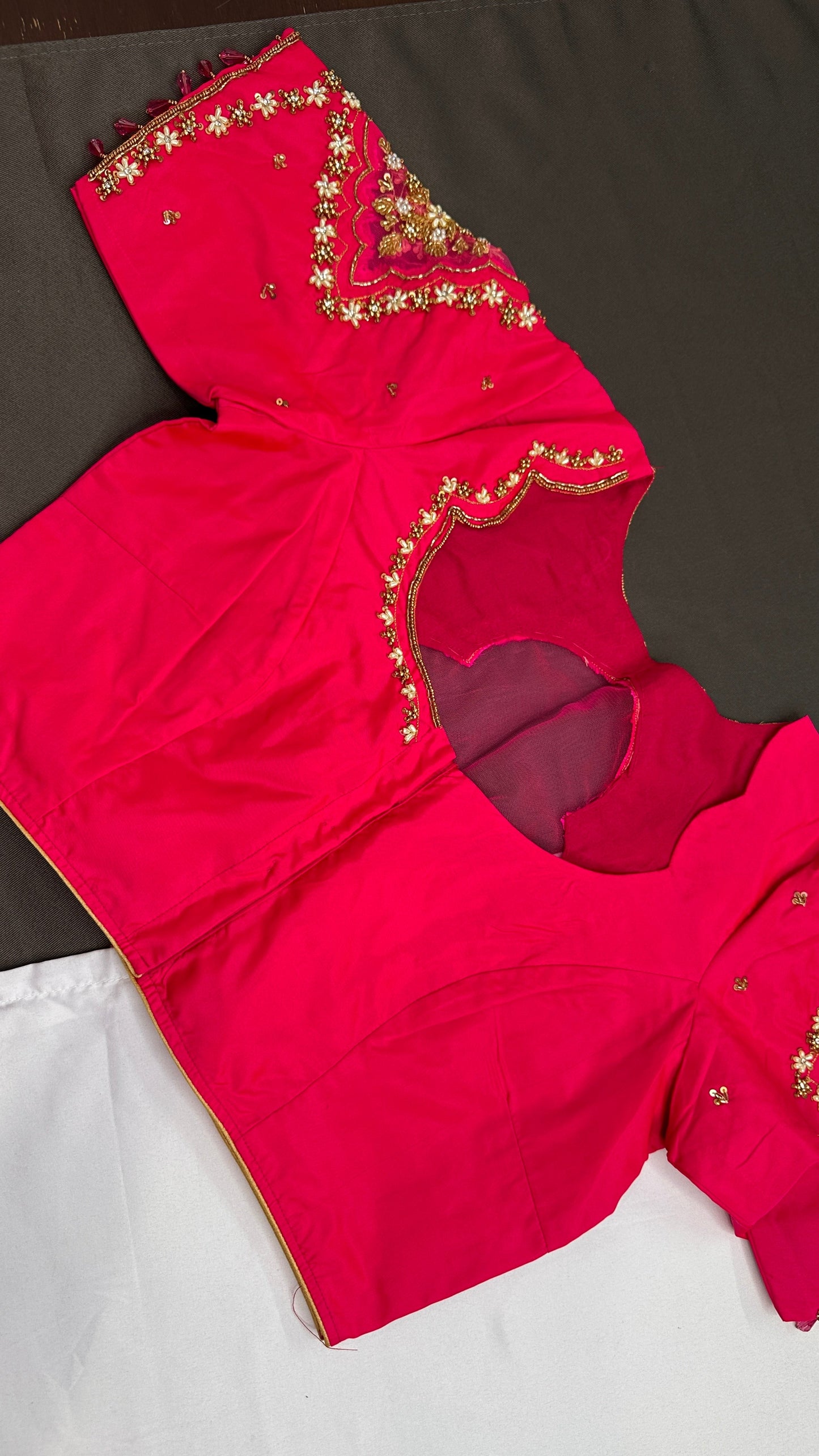 Pink Silk Maggam Aari Blouse - 