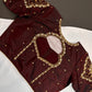 Brown Silk Maggam Aari Blouse - 