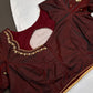 Brown Silk Maggam Aari Blouse - 