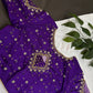 Purple Net Silk Maggam Aari Blouse - 