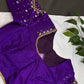 Purple Net Silk Maggam Aari Blouse - 