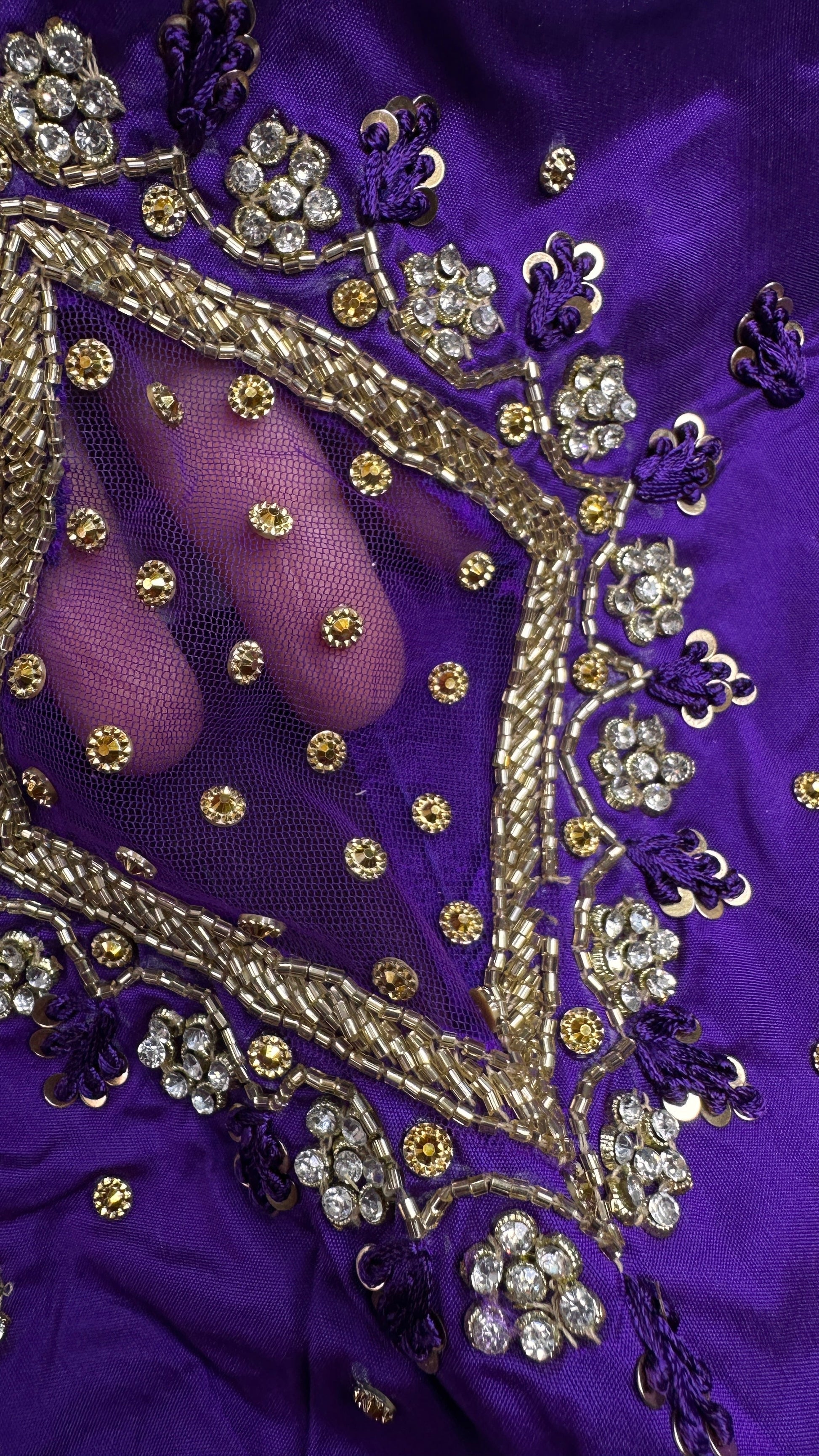 Purple Net Silk Maggam Aari Blouse - 
