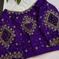 Purple Net Silk Maggam Aari Blouse - 