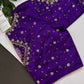 Purple Net Silk Maggam Aari Blouse - 