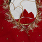 Red Net Crepe Silk Maggam Aari Blouse - 
