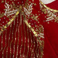 Red Net Crepe Silk Maggam Aari Blouse - 