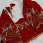 Red Net Crepe Silk Maggam Aari Blouse - 