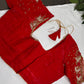Red Net Crepe Silk Maggam Aari Blouse - 