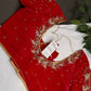 Red Net Crepe Silk Maggam Aari Blouse - 