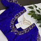 Blue Net Silk Maggam Aari Blouse - 