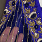 Blue Net Silk Maggam Aari Blouse - 