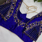 Blue Net Silk Maggam Aari Blouse - 