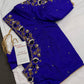Blue Net Silk Maggam Aari Blouse - 