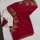 Pink Net Silk Maggam Aari Blouse - 