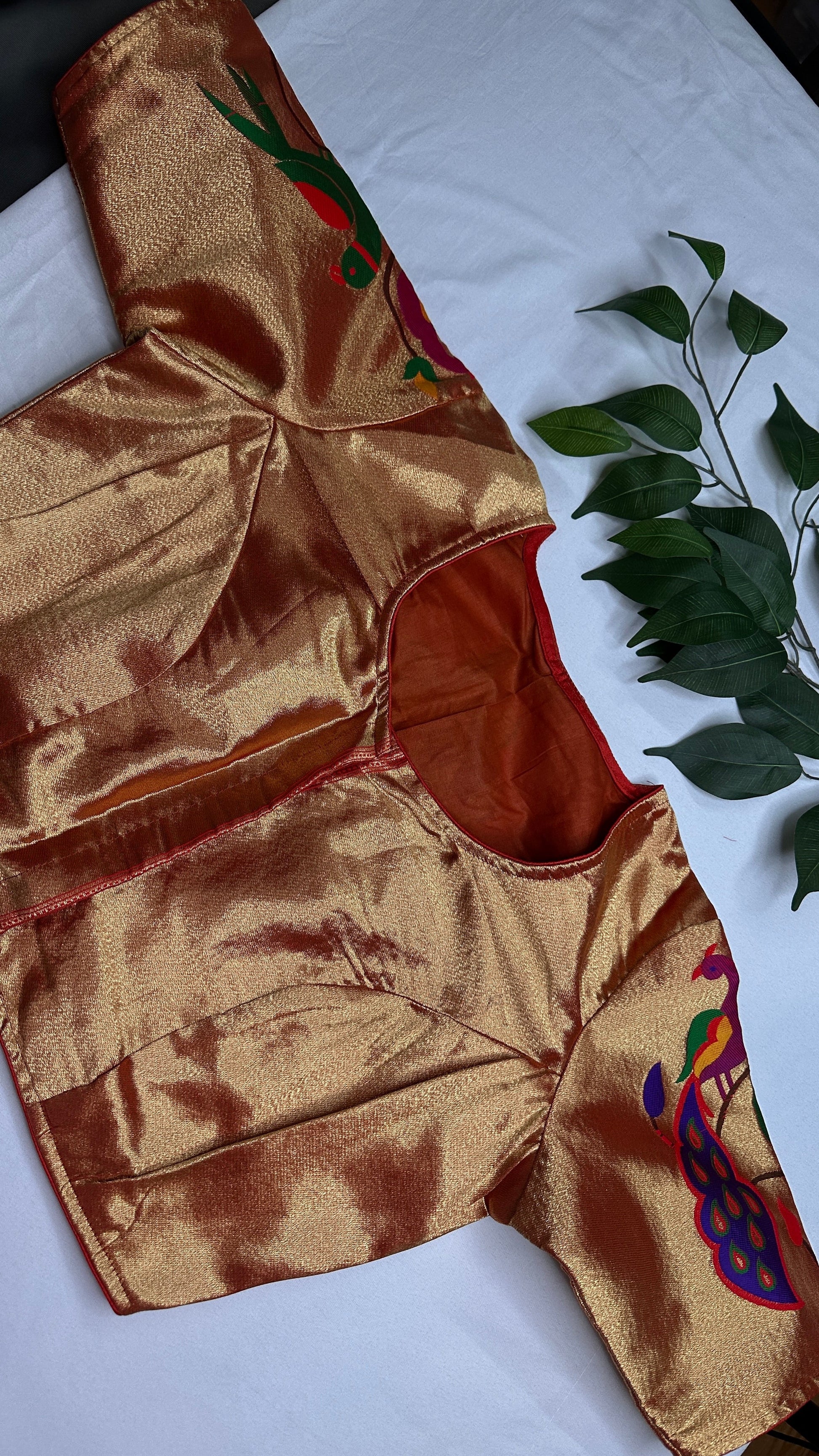 Gold Orange Pure Painthani Blouse - 