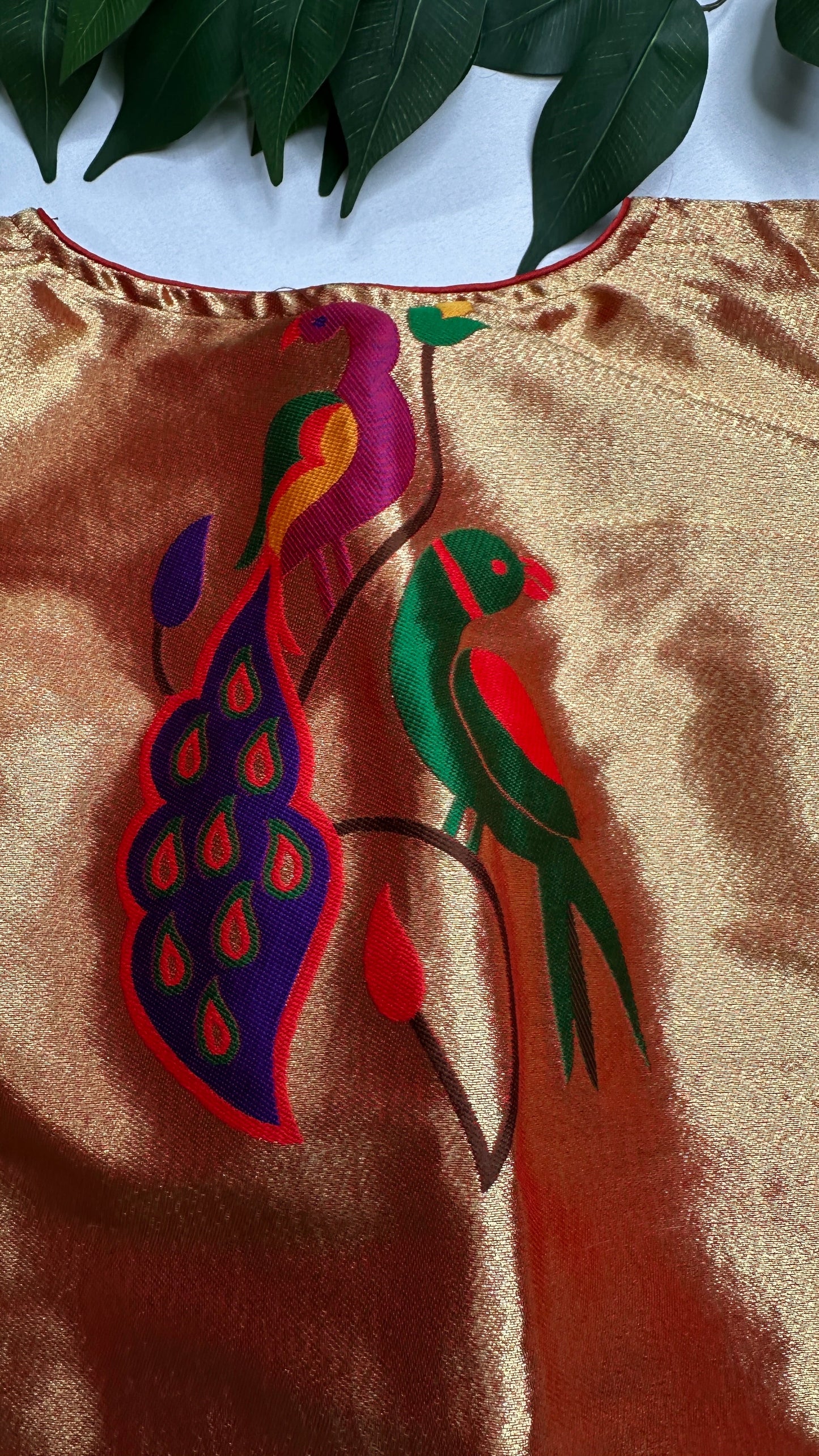 Gold Orange Pure Painthani Blouse - 