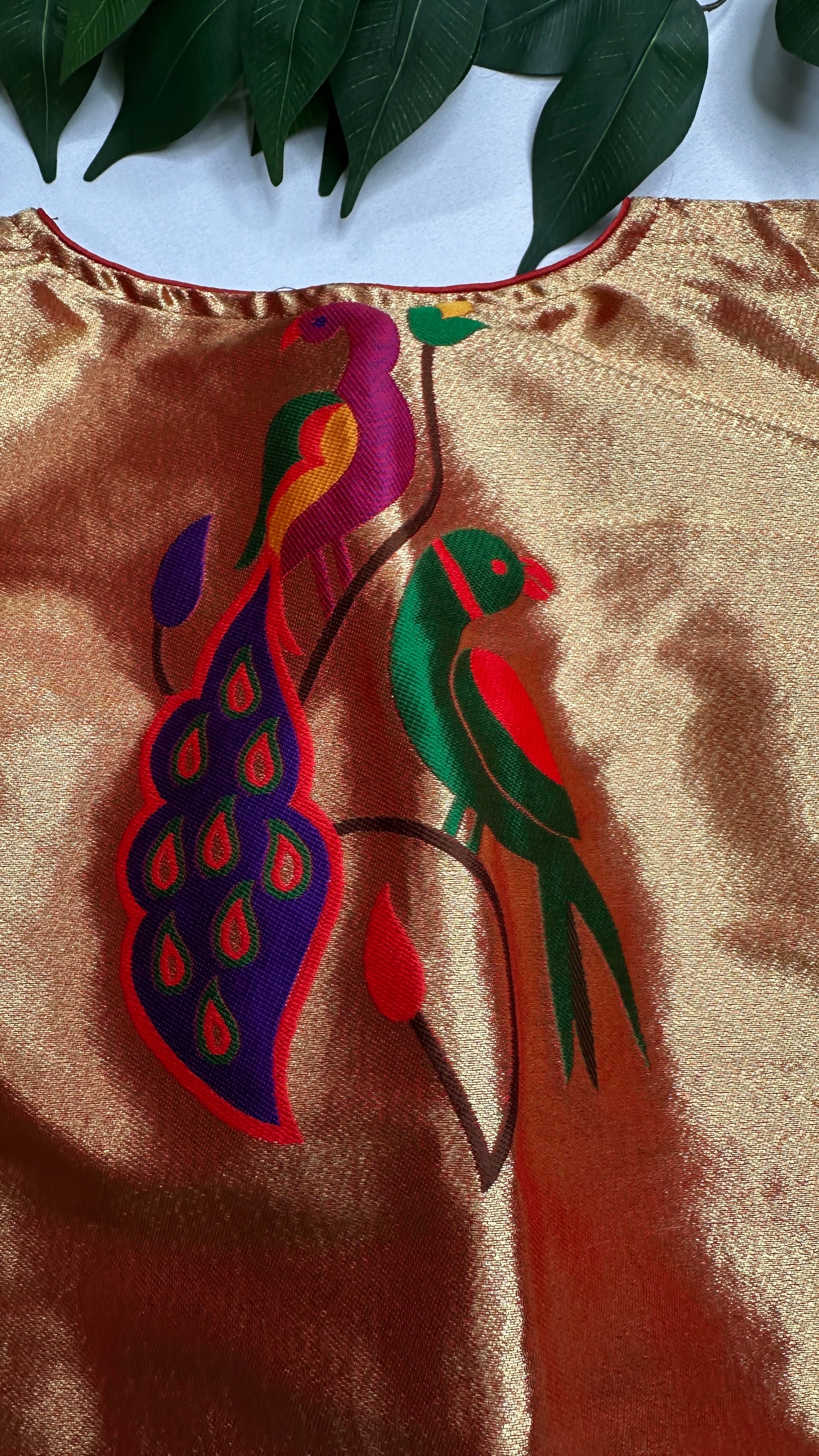 Gold Orange Pure Painthani Blouse - 