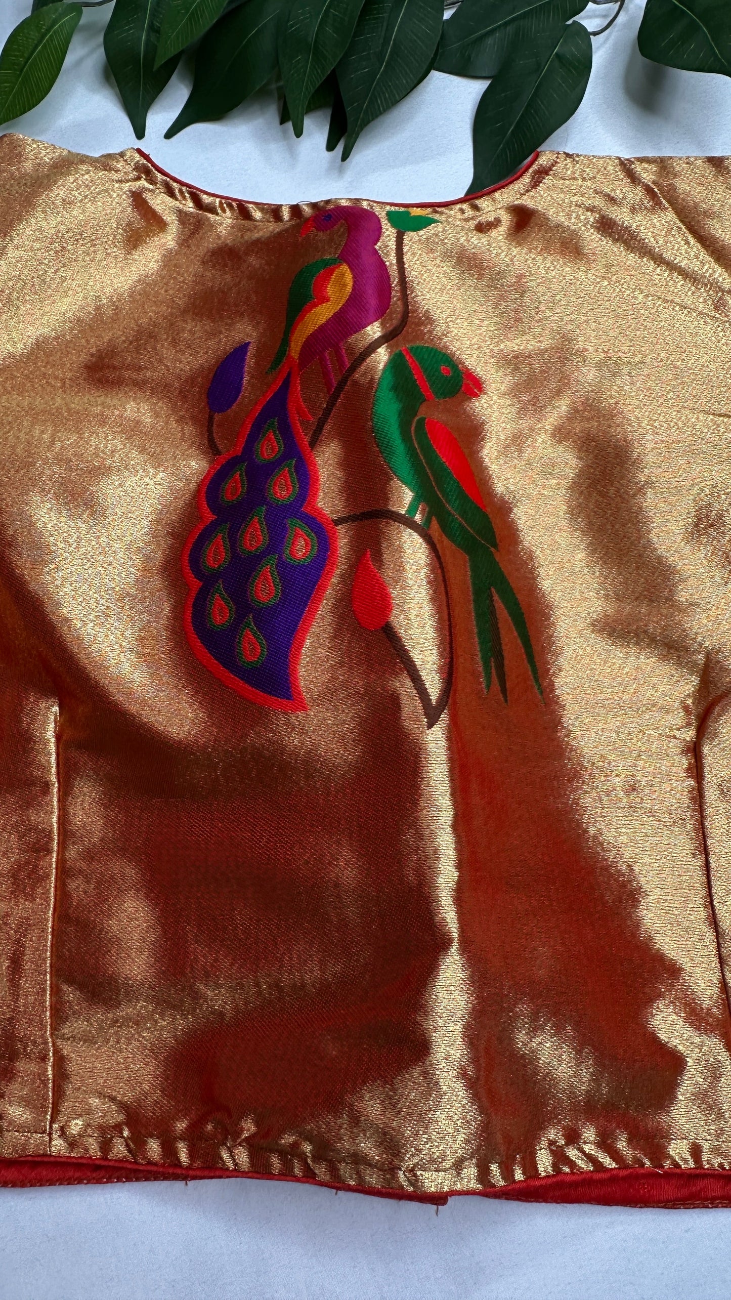 Gold Orange Pure Painthani Blouse - 