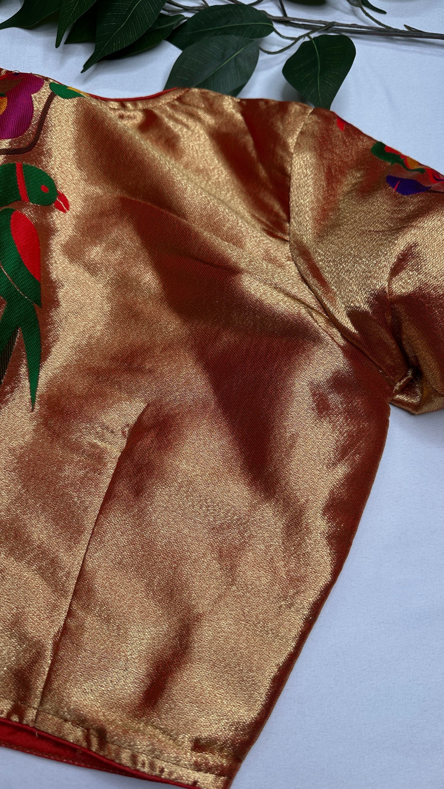 Gold Orange Pure Painthani Blouse - 