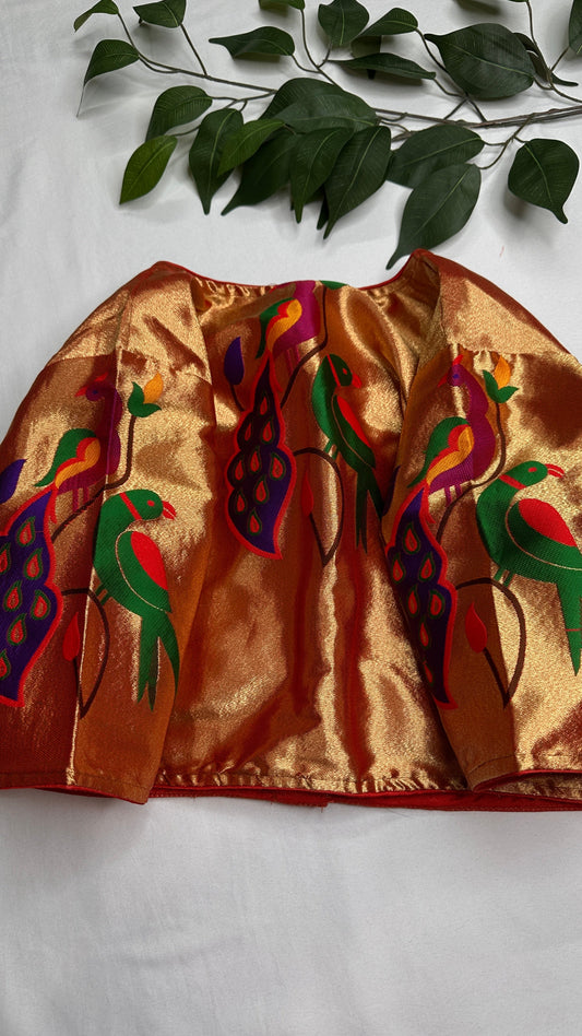 Gold Orange Pure Painthani Blouse - 