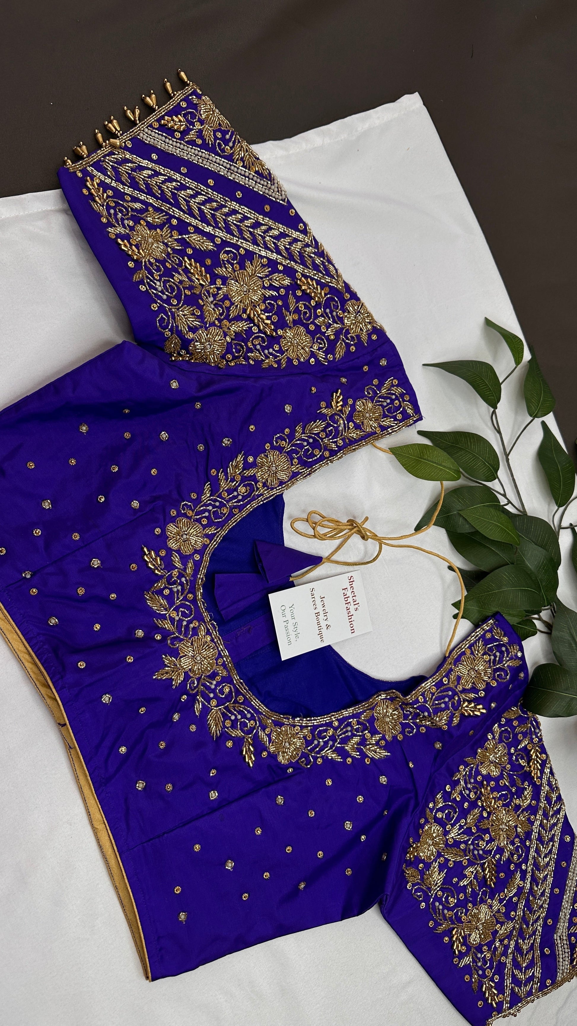 Blue Silk Maggam Aari Blouse - 