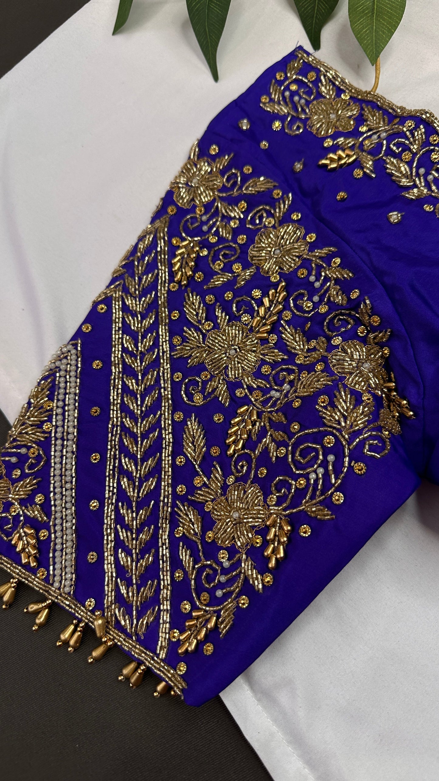 Blue Silk Maggam Aari Blouse - 