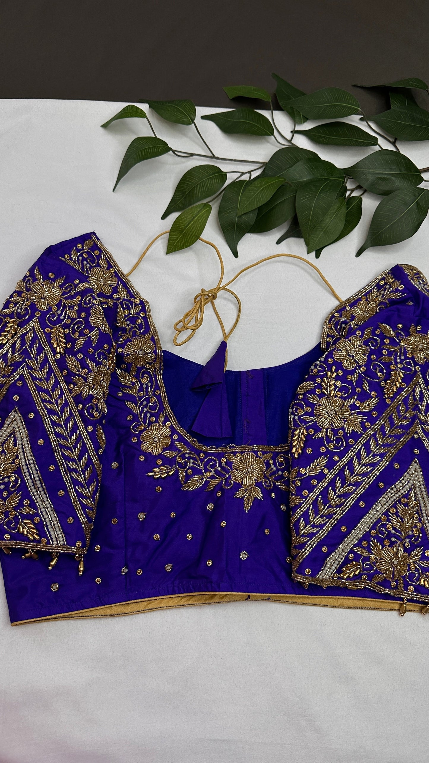 Blue Silk Maggam Aari Blouse - 