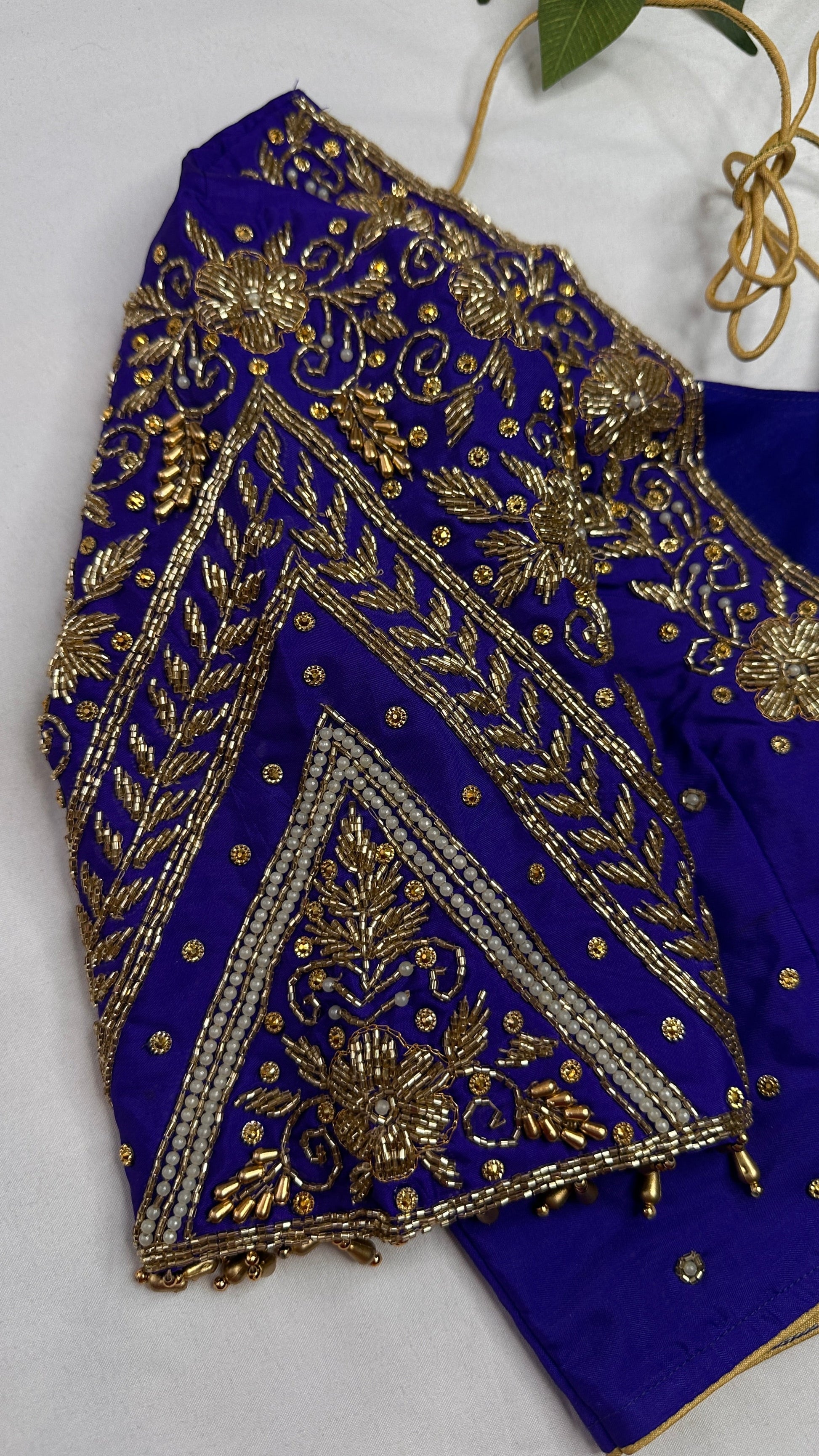 Blue Silk Maggam Aari Blouse - 
