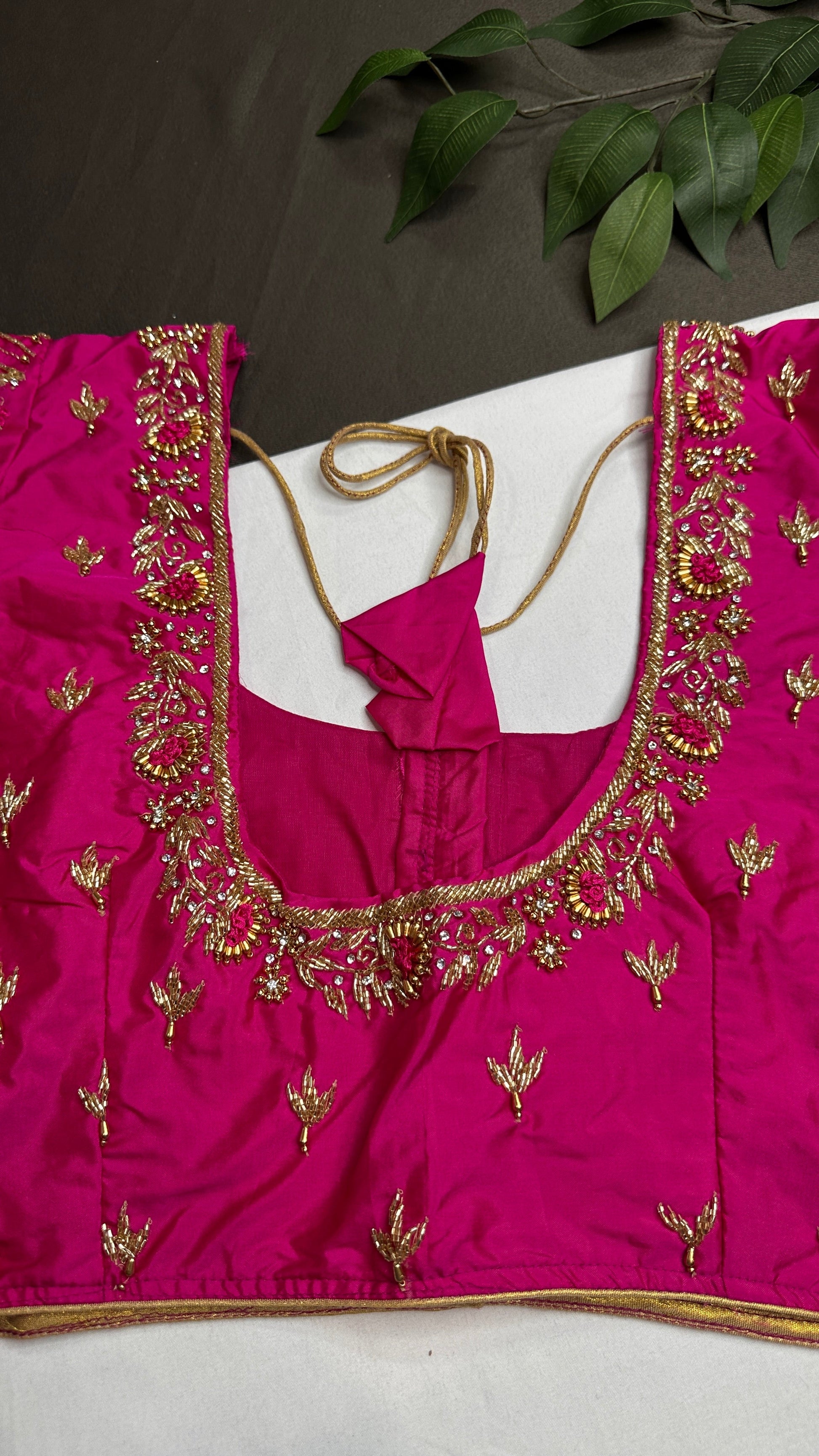 Pink Kardana Silk Maggam Aari Work Blouse - 