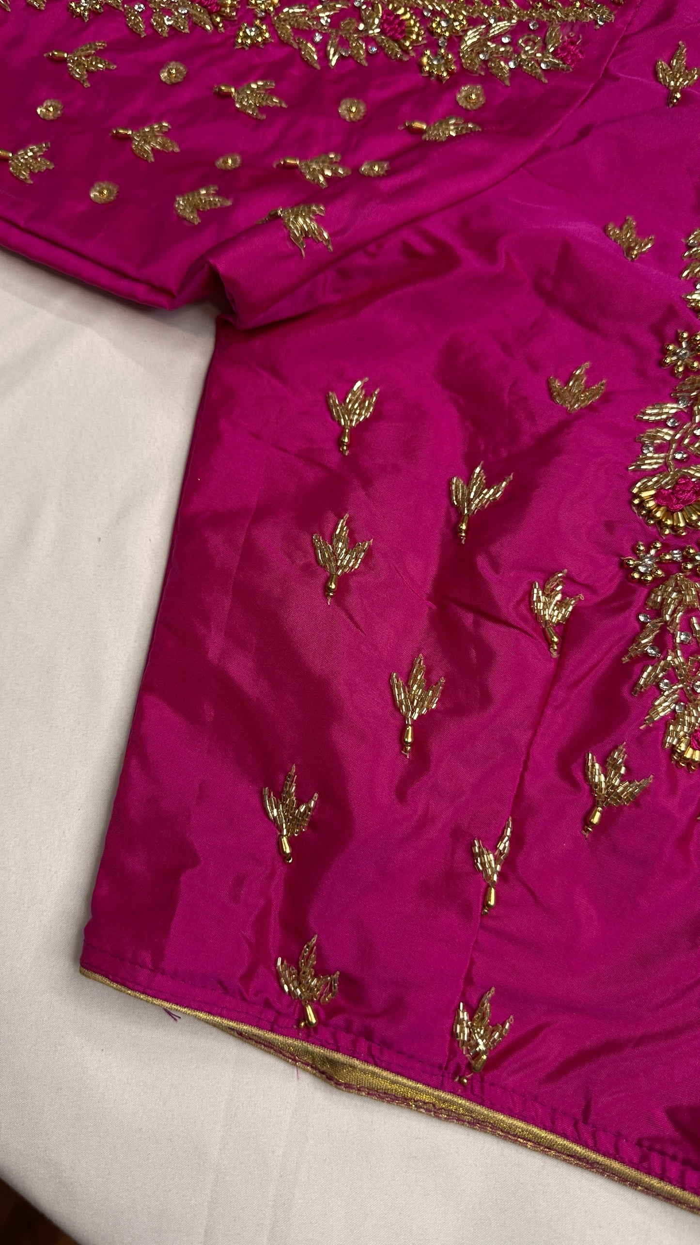 Pink Kardana Silk Maggam Aari Work Blouse - 