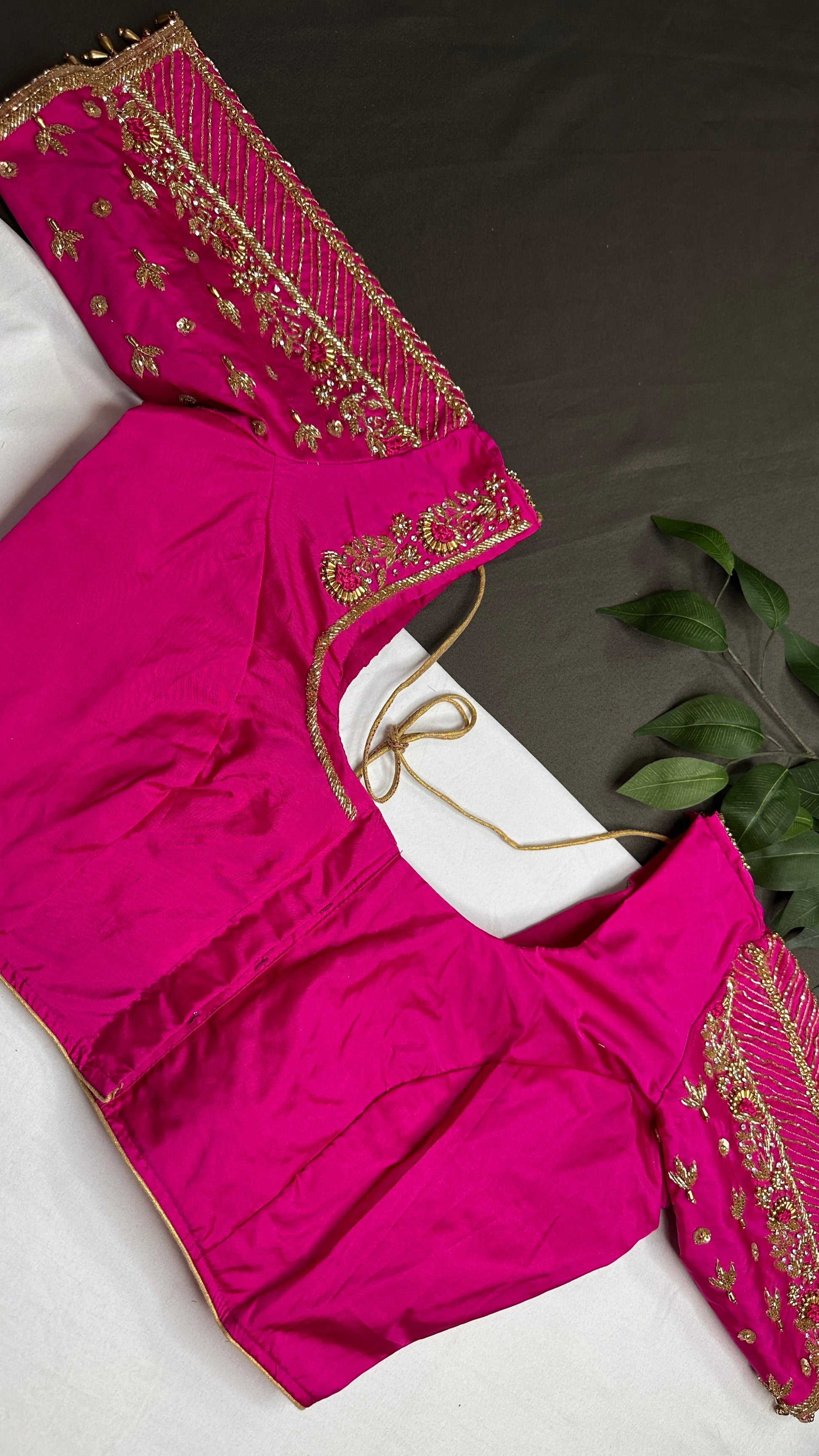 Pink Kardana Silk Maggam Aari Work Blouse - 
