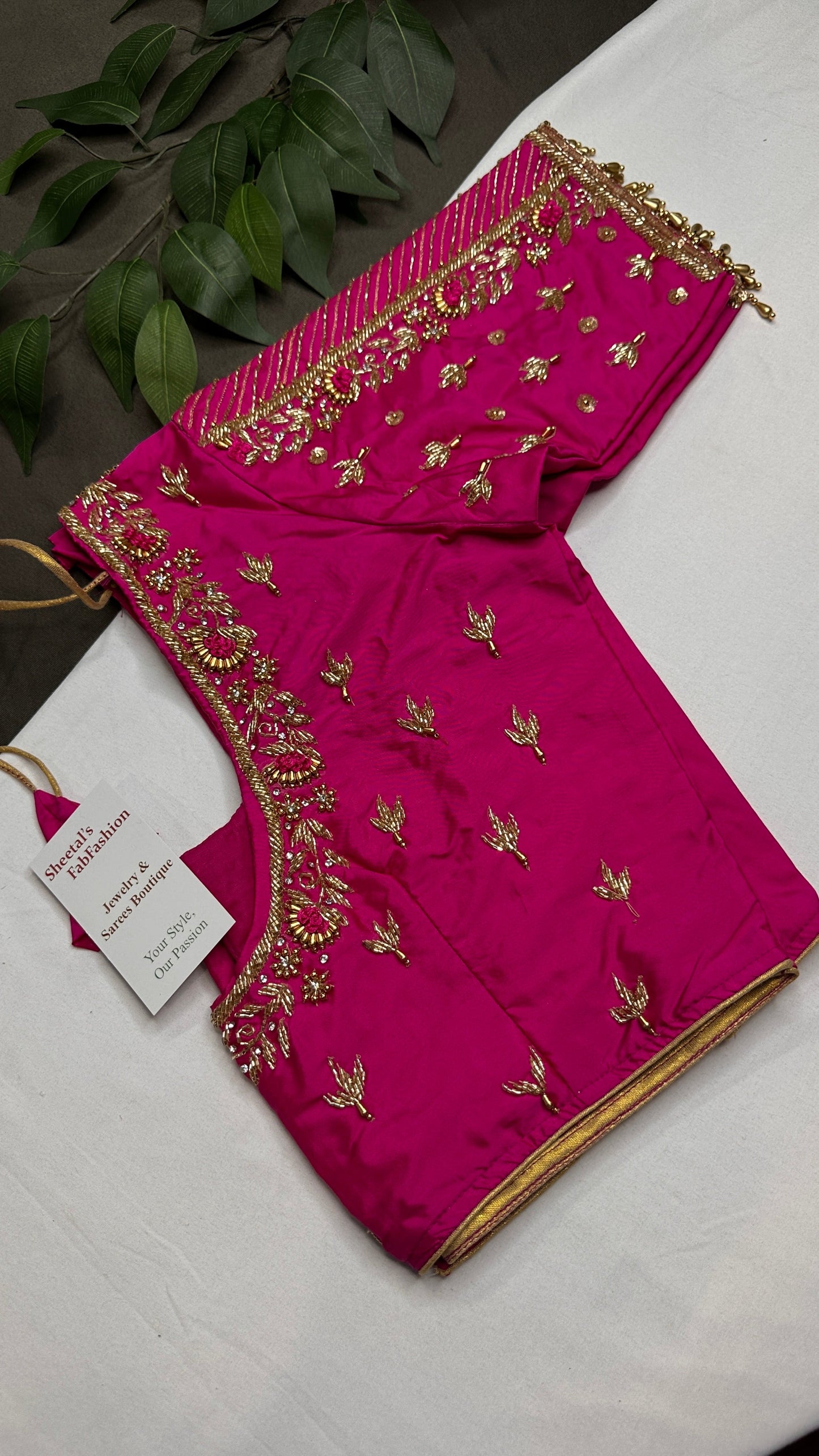 Pink Kardana Silk Maggam Aari Work Blouse - 