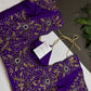 Purple Silk Maggam Aari Work Blouse - 