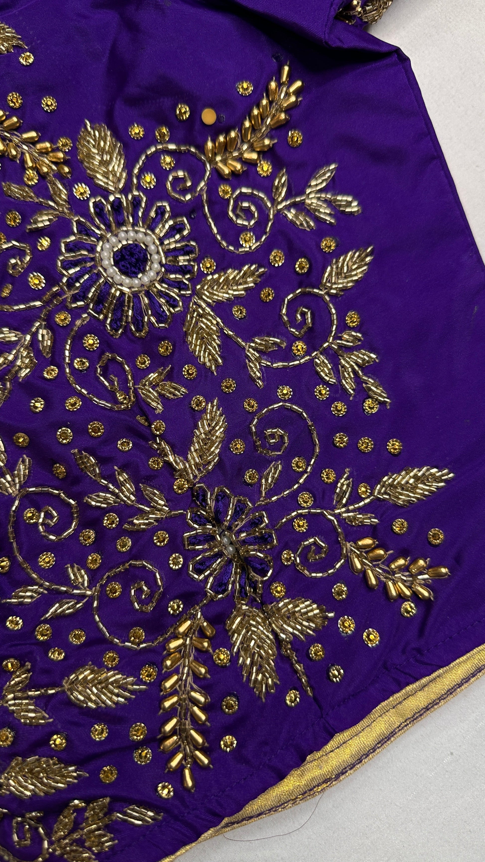 Purple Silk Maggam Aari Work Blouse - 