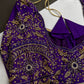 Purple Silk Maggam Aari Work Blouse - 