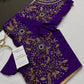 Purple Silk Maggam Aari Work Blouse - 