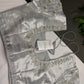 Silver Chinon Silk Maggam Aari Pearl Work Blouse - 
