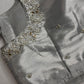 Silver Chinon Silk Maggam Aari Pearl Work Blouse - 