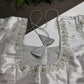 Silver Chinon Silk Maggam Aari Pearl Work Blouse - 
