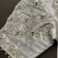 Silver Chinon Silk Maggam Aari Pearl Work Blouse - 
