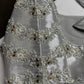 Silver Chinon Silk Maggam Aari Pearl Work Blouse - 