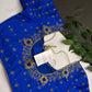 Blue  Silk Maggam Aari Pearl Work Blouse - 