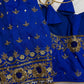 Blue  Silk Maggam Aari Pearl Work Blouse - 